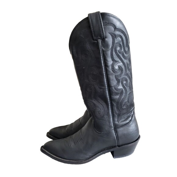 Nocona Women's Black Deertan Leather Western Cowboy Boots Pointed Toe Size 7.5B - Picture 6 of 11